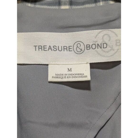 Treasure & Bond Women's Gray Plaid Pattern Long-Sleeve Blazer Jacket Size M - Picture 2 of 10